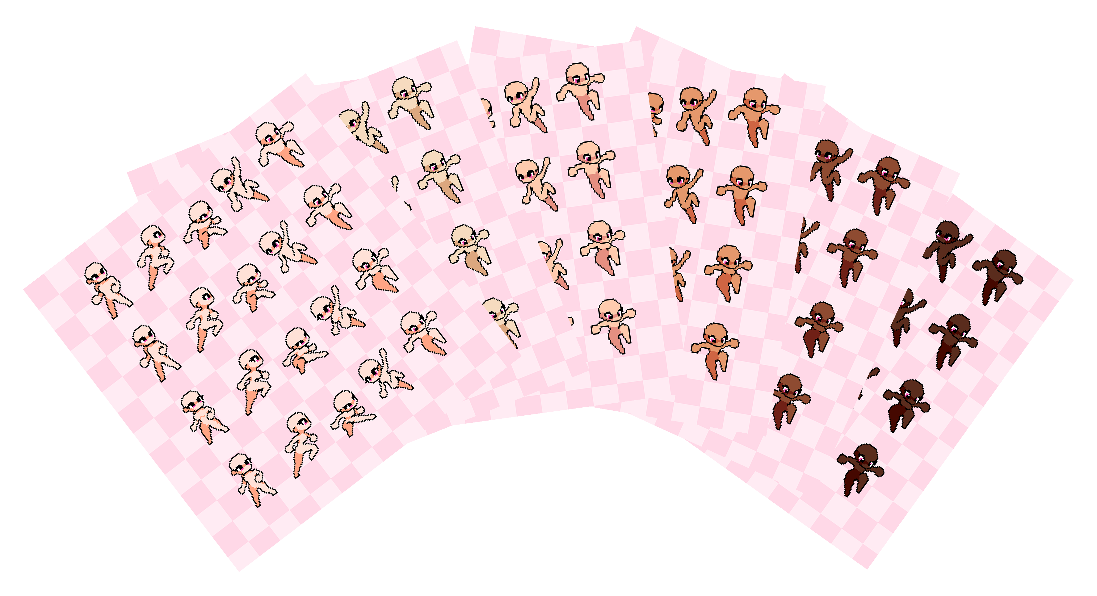 Pixel Art Character (Multiple Body Types, Skin Tone, Poses)